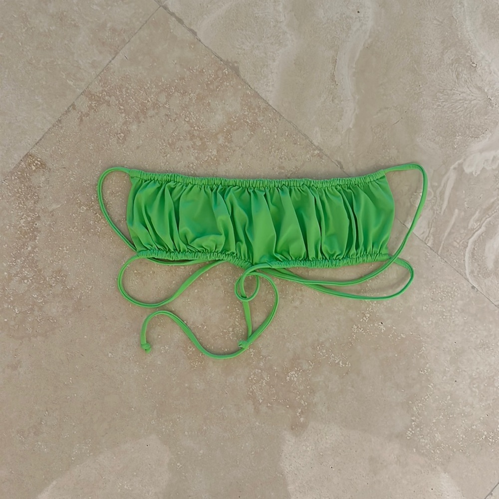 frankie’s ruched bikini top lime  green